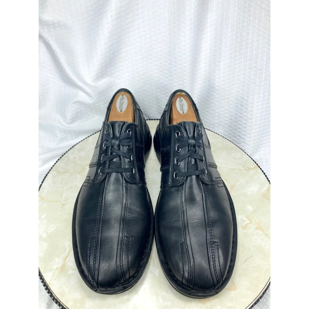 Clarks Touareg Vibe Leather Lace Up Oxford Shoes Men 9.5 Black Bicycle Toe Comfy
